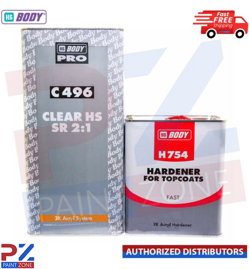 HB Body C 496 2K Lacquer Fast Hardener H754 Clear 2:1 Car Clearcoat 7.5Ltr Kit
